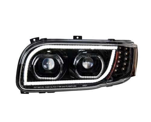 High Power LED "Blackout" Headlight With 16 LED Turn & 57 LED Bar For 2008-2024 Peterbilt 389- Driver