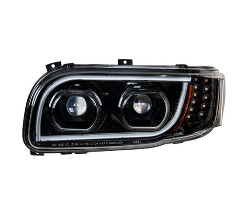 High Power LED "Blackout" Headlight With 16 LED Turn & 57 LED Bar For 2008-2024 Peterbilt 389- Driver