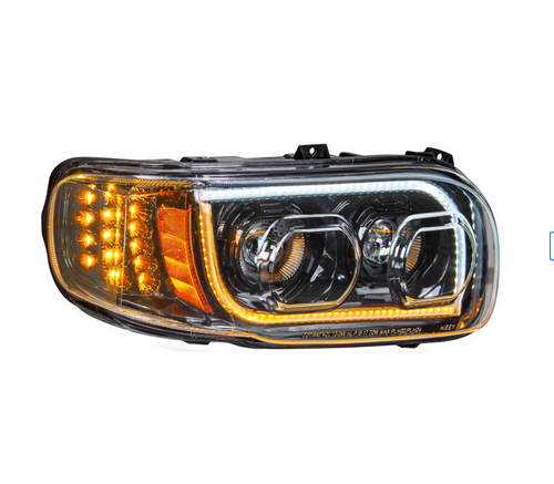High Power LED "Blackout" Headlight With 16 LED Turn & 57 LED Bar For 2008-2024 Peterbilt 389- Passenger