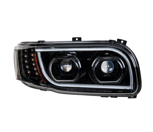 High Power LED "Blackout" Headlight With 16 LED Turn & 57 LED Bar For 2008-2024 Peterbilt 389- Passenger