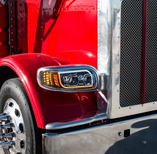 High Power LED "Blackout" Headlight With 16 LED Turn & 57 LED Bar For 2008-2024 Peterbilt 389- Passenger