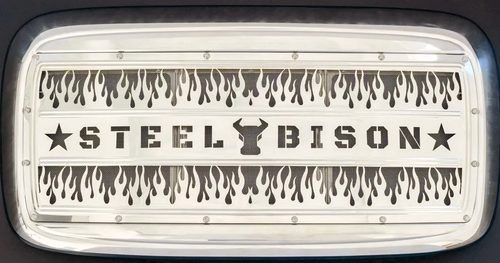 Grille Insert Fits Freightliner Columbia Flame style, 18 Gauge Stainless Steel