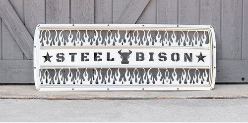 Grille Insert Fits Freightliner Columbia Flame style, 18 Gauge Stainless Steel