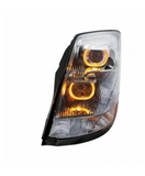 Chrome Projection Headlight With Amber LED Light Bar For 2003-2017 Volvo VN/VNL - Driver