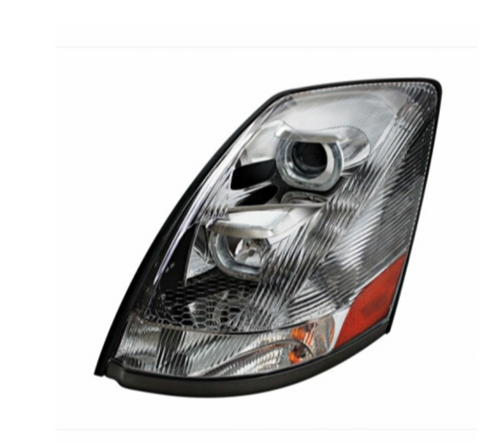 Chrome Projection Headlight With Amber LED Light Bar For 2003-2017 Volvo VN/VNL - Driver