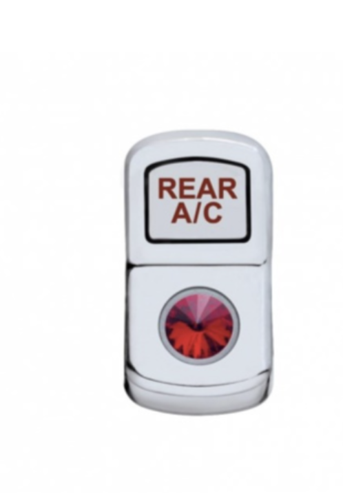 Chrome Plastic "Rear A/C" Rocker Switch Cover W/ Diamond - Amber*