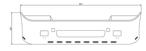 22” Chrome Bumper Fits Freightliner Columbia 2008 and Newer With Tow, Fog & 10 Hidden Light Holes