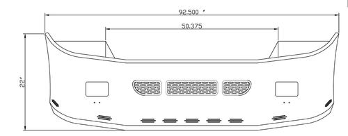 22” Chrome Bumper (Peterbilt 387 2002+) W/ Aero, Air Vents, Fog & 9 Hidden Light Holes