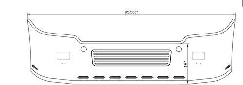 18" Chrome Bumper Freightliner Cascadia 2008-2017 Replaces Factory Plastic, Aerodynamic, with Grille Installed, Bolt, Tow, Fog Light and 9 Hidden Light Holes