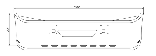 22” Chrome Bumper (International 9200 & 9400) Aero, W/ Tow & 10 Hidden Light Holes