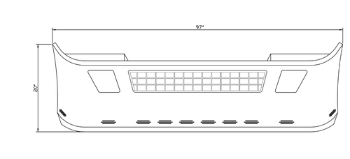 20” Chrome Bumper (Volvo VNL 2004-2017) W/ Wrap Around, Grille, Fog Light Hole & 10 Hidden Light Holes