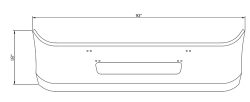 18" Chrome Bumper Freightliner Century 1996-2004, Aerodynamic, with Mounting Bolt and Large Center Tow Holes