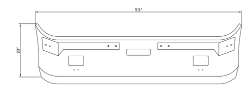 18” Chrome Bumper Freightliner FLD 120 All Years, Aerodynamic, with Tow and Fog Light Holes