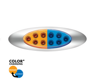 Amber & Blue LED Clear Lens 10 LED Oval Double Fury Light Chrome Bezel (Clearance/Marker)