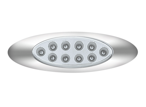 Amber & Blue LED Clear Lens 10 LED Oval Double Fury Light Chrome Bezel (Clearance/Marker)