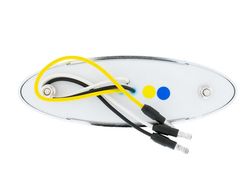Amber & Blue LED Clear Lens 10 LED Oval Double Fury Light Chrome Bezel (Clearance/Marker)
