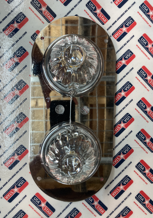 ( No Bulb ) Interior Dual Watermelon Dome Light Plate Stainless 304 Fits KW, W900 / PB, 359 / 379 / 389