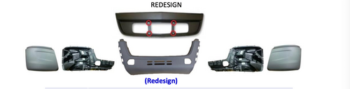 Bumper Assembly Fits International LT Prostar W/ Upper center W/ Radar Hole W/ Fog Light Hole Redesign
