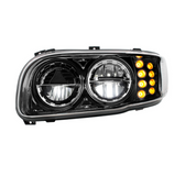 High Power LED Blackout Headlight With 8 LED Turn & 4 LED Position Light For 2008-2024 Peterbilt 389-Driver