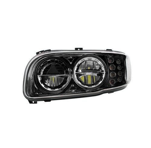High Power LED Blackout Headlight With 8 LED Turn & 4 LED Position Light For 2008-2024 Peterbilt 389-Driver