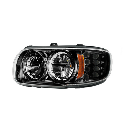 High Power LED Blackout Headlight With 8 LED Turn & 4 LED Position Light For 2008-2024 Peterbilt 389-Driver