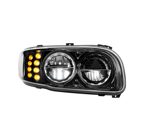 High Power LED Blackout Headlight With 8 LED Turn & 4 LED Position Light For 2008-2024 Peterbilt 389-Passenger