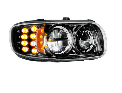 High Power LED Blackout Headlight With 8 LED Turn & 4 LED Position Light For 2008-2024 Peterbilt 389-Passenger