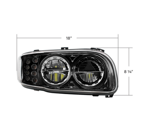 High Power LED Blackout Headlight With 8 LED Turn & 4 LED Position Light For 2008-2024 Peterbilt 389-Passenger