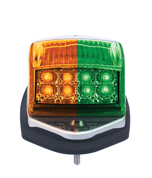Double Fury 17 LED Light Grakon 5000 Style Square Cab Light - Amber & Green LED/Clear Lens