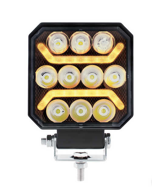 10 LED High Power LED Work Light With "U" Light Guide-Amber 12-24V DC.