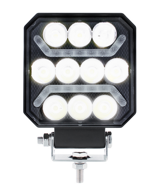 10 LED High Power LED Work Light With "U" Light Guide-Amber 12-24V DC.