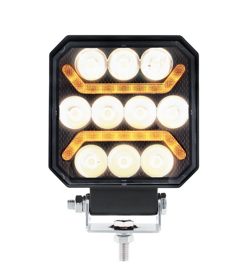 10 LED High Power LED Work Light With "U" Light Guide-Amber 12-24V DC.