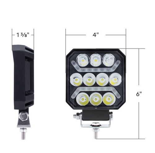 10 LED High Power LED Work Light With "U" Light Guide-Amber 12-24V DC.