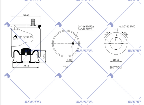 Air Spring, Trailer  Hendrickson Neway Volvo
