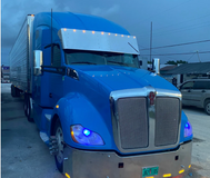 21" X 20" Visor Fits Peterbilt T680 Semi Straight With 10 Led 3/4" Light Hole Stainless Steel 2015-2025