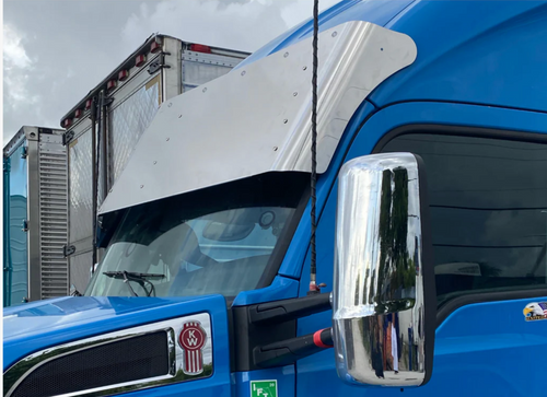 21" X 20" Visor Fits Peterbilt T680 Semi Straight With 10 Led 3/4" Light Hole Stainless Steel 2015-2025