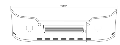 20” Chrome Bumper Freightliner Cascadia 2008-2017 Replaces Factory Plastic, Aerodynamic, with Grille, Fog and 9 Hidden Light Holes