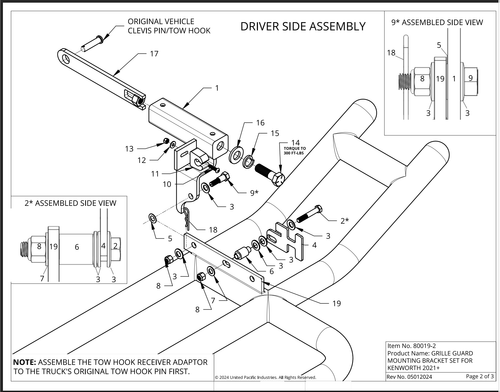 HighwayShield I20 R-304 Stainless Steel Grille Guard & Bracket Kit For 2022-2025 Peterbilt 579 & Kenworth T680