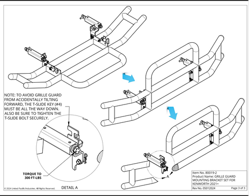 HighwayShield I20 R-304 Stainless Steel Grille Guard & Bracket Kit For 2022-2025 Peterbilt 579 & Kenworth T680