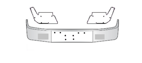 16" Chrome Bumper Fits Peterbilt 367, 567 Setback Axle External Step Plates