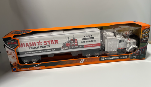 Toy Truck, White Cab And White Trailer 1:43 Scale, Kenworth W900