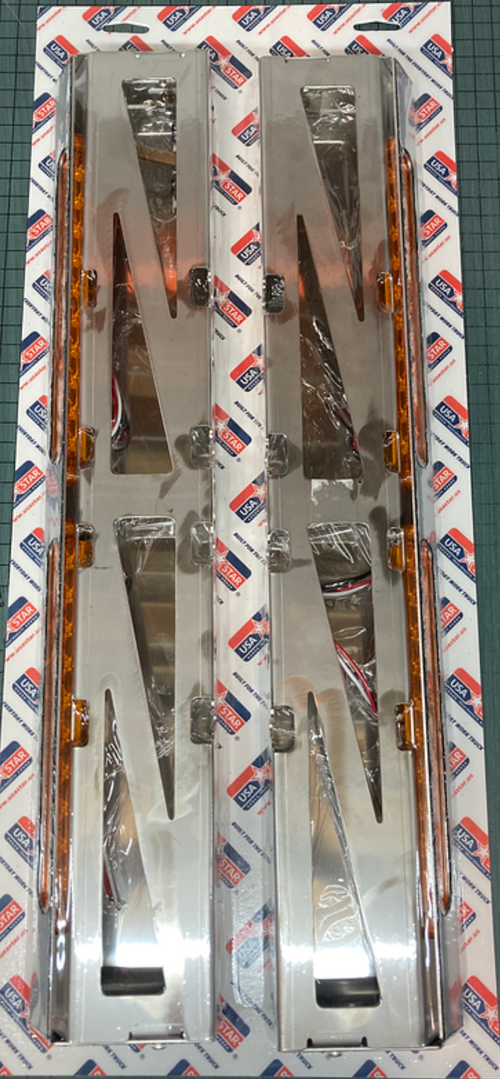 Peterbilt 379,388,389,367 Backlit Air Cleaner Bars – Front 15' Amber/Amber