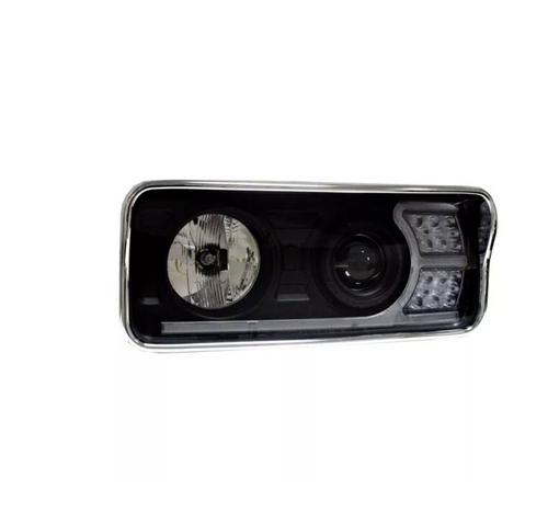 Headlight Black Fits Freightliner Classic Projector With White Led Running Bar And Amber Trun Signal Driver Side