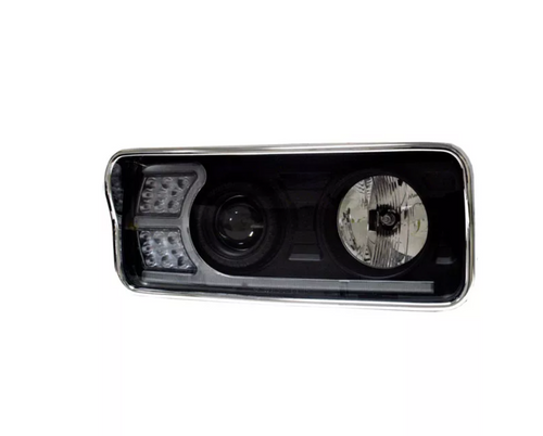 Headlight Black Fits Freightliner Classic Projector With White Led Running Bar And Amber Trun Signal Passenger Side