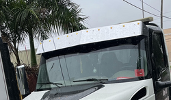 10.5" Visor International 4300,7000 And 8000 Series, Day Cab Without Factory Visor 2002 & Newer S.Steel With 10 X 3/4" Light Hole