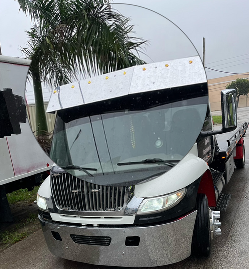 10.5" Visor International 4300,7000 And 8000 Series, Day Cab Without Factory Visor 2002 & Newer S.Steel With 10 X 3/4" Light Hole
