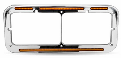 Universal Rectangular Dual Headlight Bezel - Amber/Amber Led Light