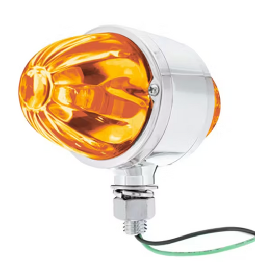 Amber/Amber DOUBLE Face Glass Star Led Watermelon Light Chrome Housing