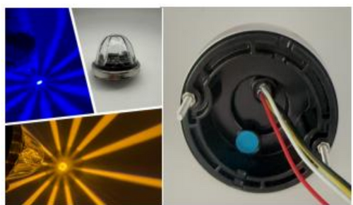 Amber/Blue Clear Lens Watermelon STAR Sealed Super Led Bulb Light 3.5"