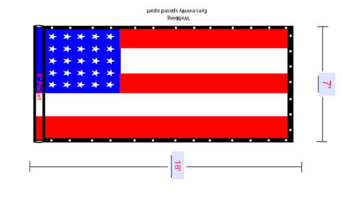 7' X 18' Dump Tarp American flag, Mesh Material W/ Spline